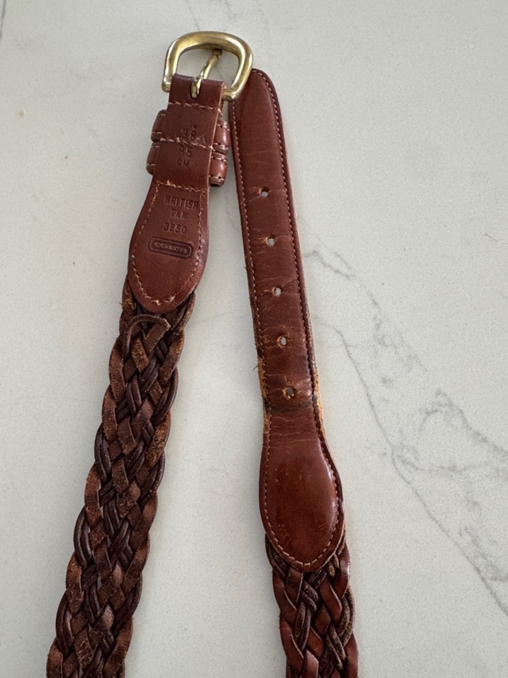 Coach Braided Brown Leather Belt with Brass-Tone Buckle - Picture 7 of 13